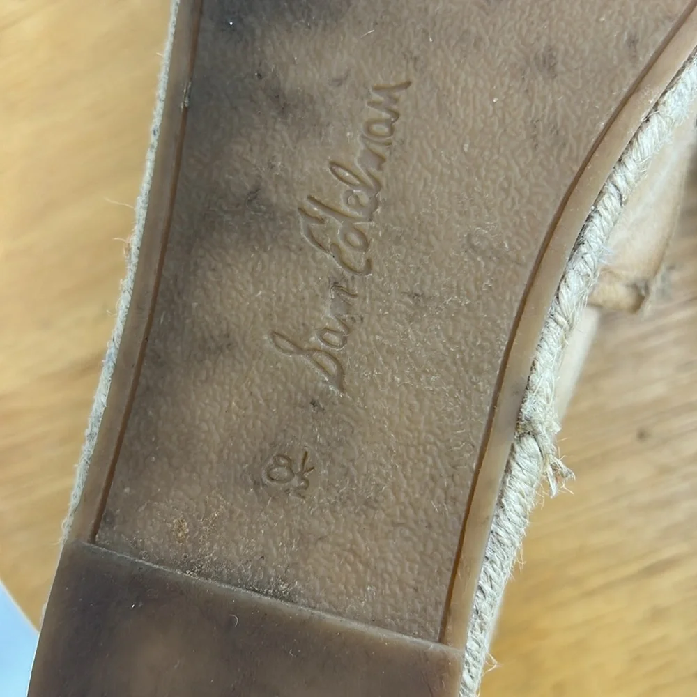Sam Edelman Celton Leather Espadrille Pearl Beaded Logo Platform loafer shoe 8.5